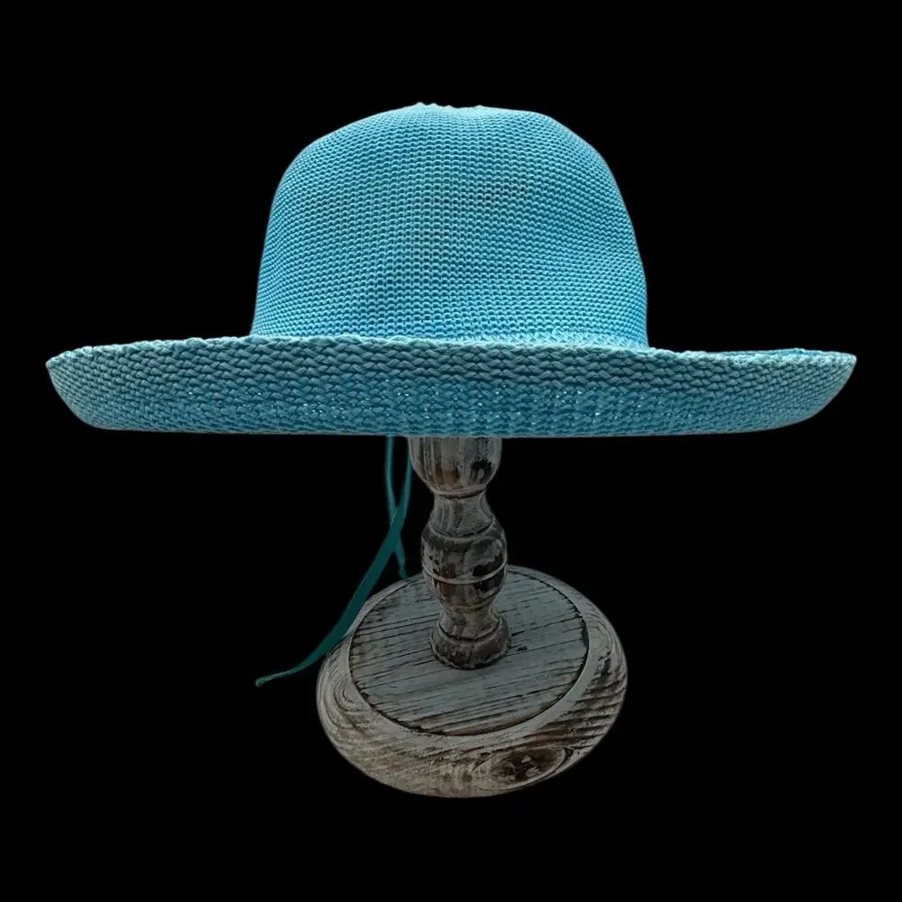 Wallaroo Womens Victoria Sun Hat Turquoise Blue Packable Adjustable Wide Brim